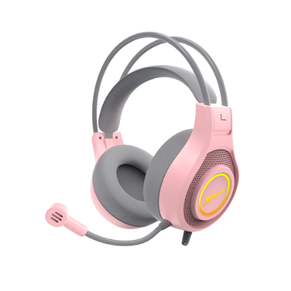 Slika Slušalice Xrike GH515P gejmerske sa mikrofonom i 7 boja pozadinskog osvetljenja za PS4/PS5/Xbox One/PC/telefon roze